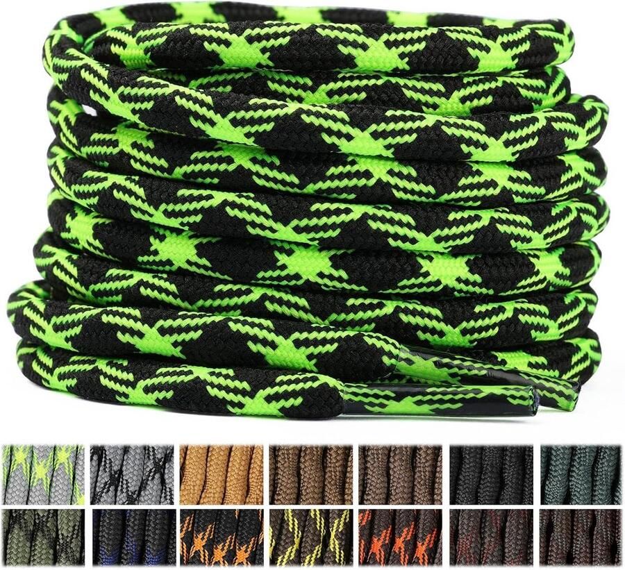 Ronde schoenveters voor wandelschoenen en werkschoenen (2 paar) Verkrijgbaar in 15 kleuren en 5 lengtes