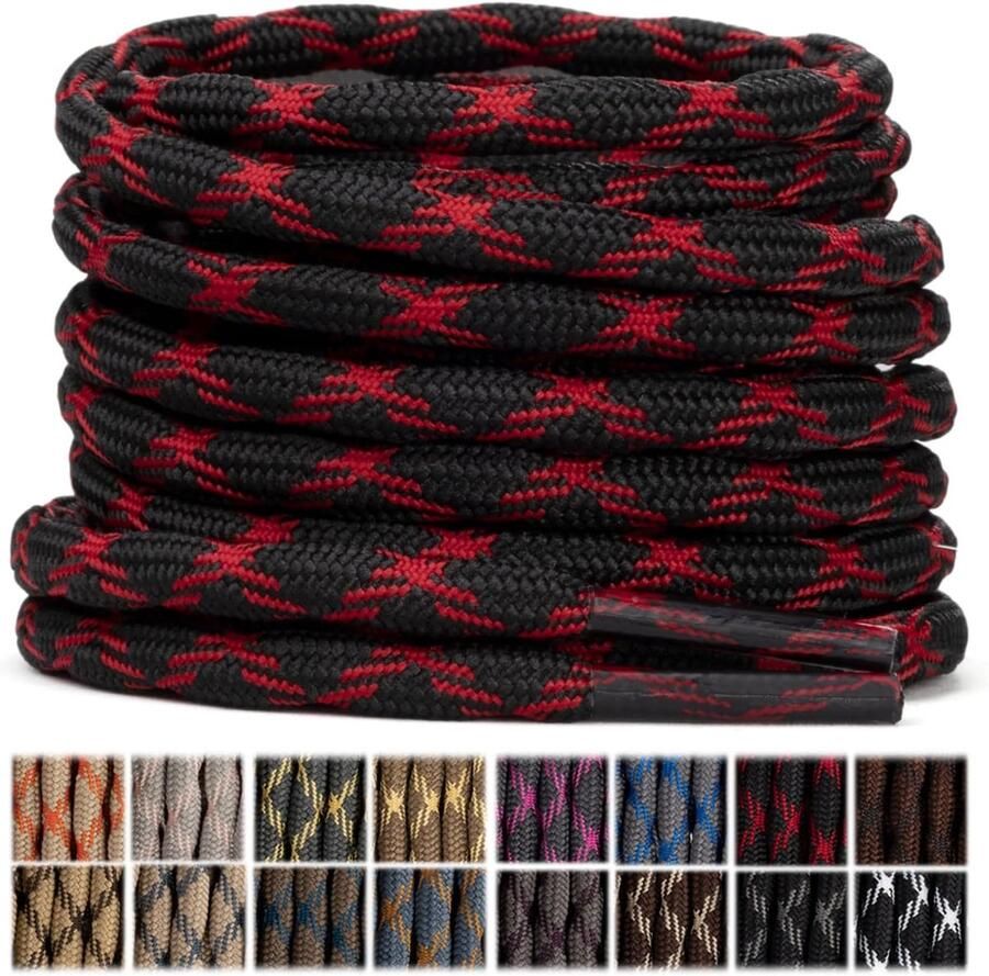 Ronde schoenveters voor wandelschoenen en werkschoenen 2 paar in kleuren en lengtes