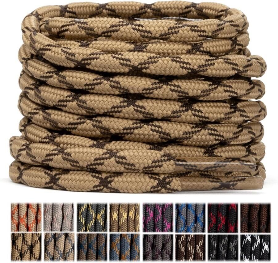 Ronde Schoenveters voor Wandelschoenen en Werkschoenen 2 Paar Kleuren en Lengtes