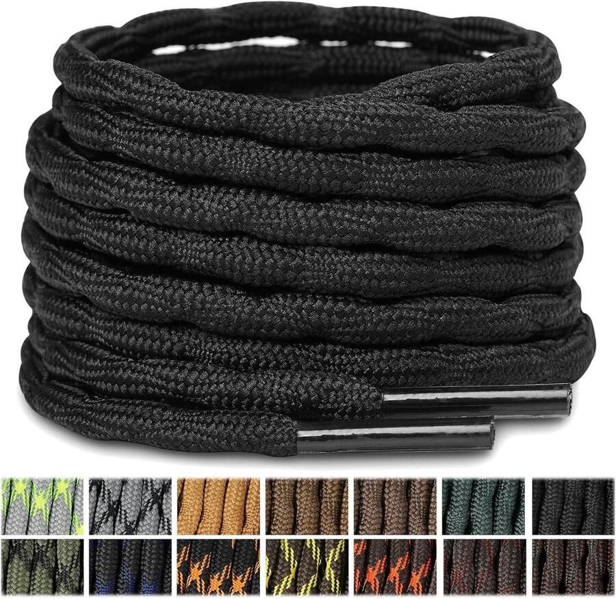 Ronde Schoenveters voor Wandelschoenen en Werkschoenen (2 Paar) Kleuren en Lengtes