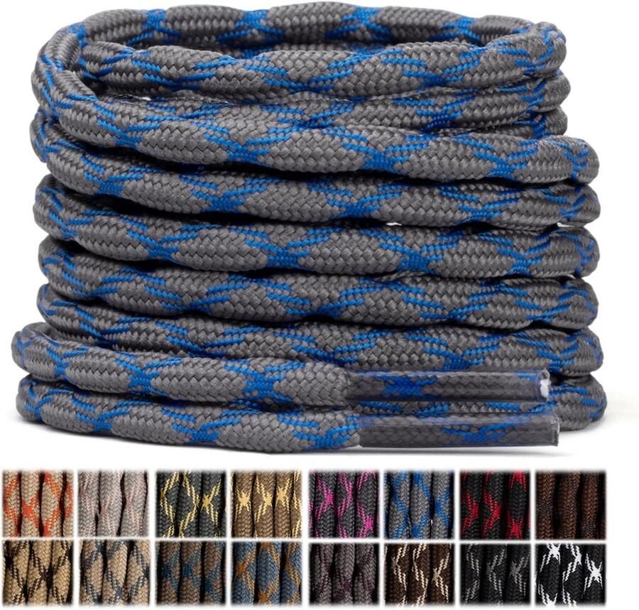 Ronde Schoenveters voor Wandelschoenen en Werkschoenen 2 Paar Set Kleuren en Lengtes