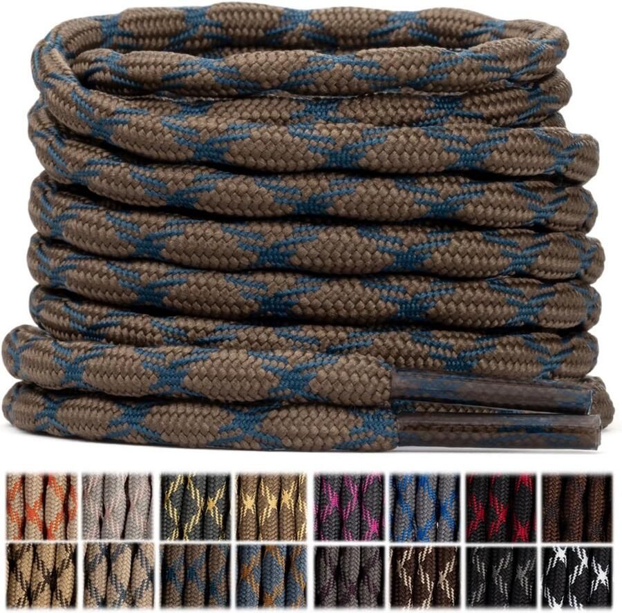 Ronde Schoenveters voor Wandelschoenen en Werkschoenen Kleuren en Lengtes (2 Paar)