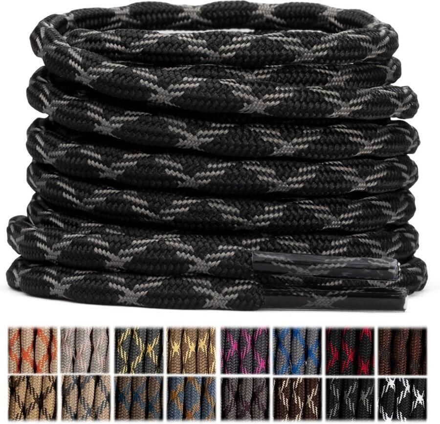 Ronde Schoenveters voor Wandelschoenen en Werkschoenen Verkrijgbaar in 15 Kleuren en 5 Lengtes