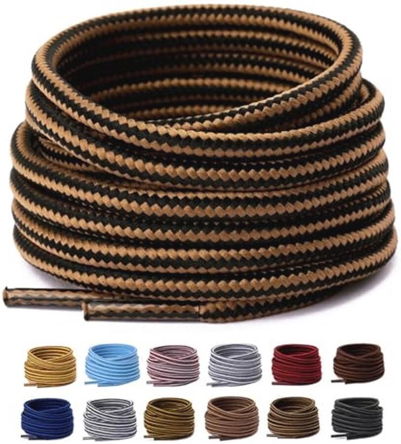 Ronde Veters voor Werkschoenen en Wandelschoenen Scheurbestendig en Duurzaam 2 Paar met Kleuren