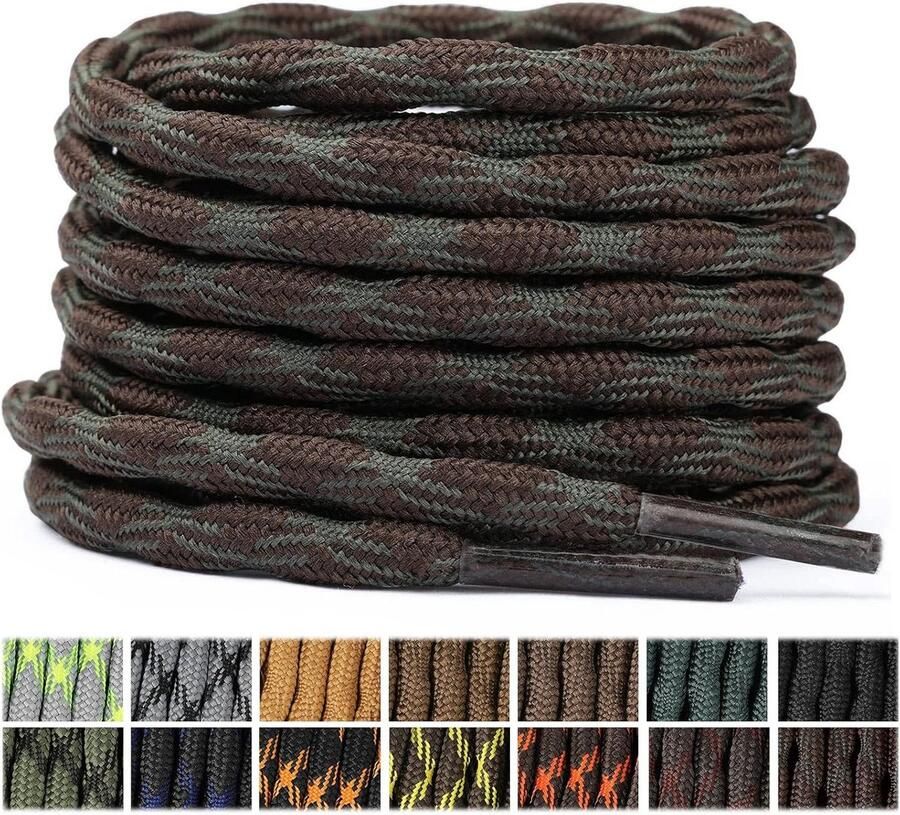 Ronde Wandelschoenveters [2 Paar] Duurzaam en Waterbestendig voor Wandelschoenen en Werkschoenen