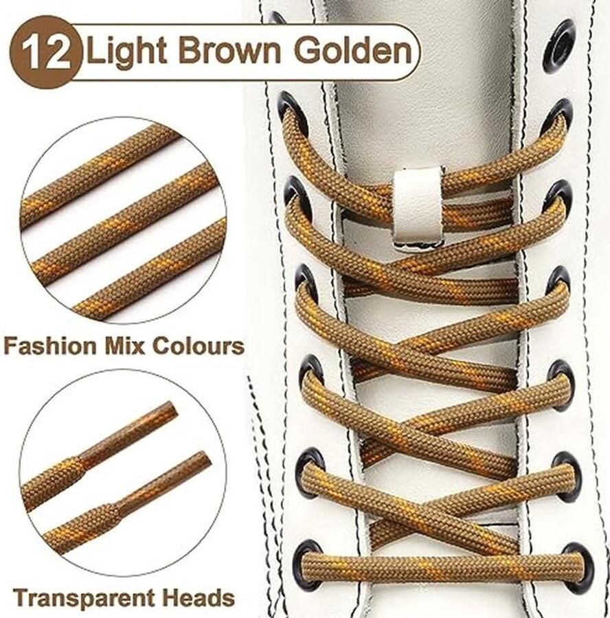 Ronde wandelschoenveters 4 5 mm Antislip veiligheidsveters voor outdoor- en werklaarzen (2 paar)