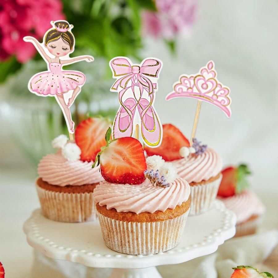 Ronte Ballerina taarttoppers set voor balletthema feest babyshower en verjaardag