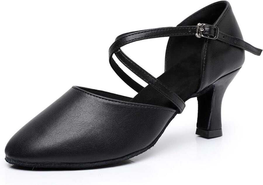Dansschoenen voor dames 39 5 leren gesloten teen zwart hak perfect voor salsa en tango ShopVlot