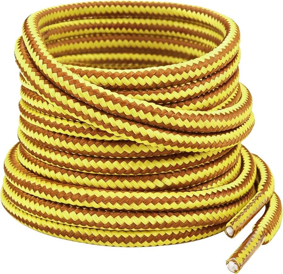 Round Walking Shoelaces Thick for Sneakers Football Boots and Work Shoes B_Golden Yellow Brown 1 pair ShopVlot