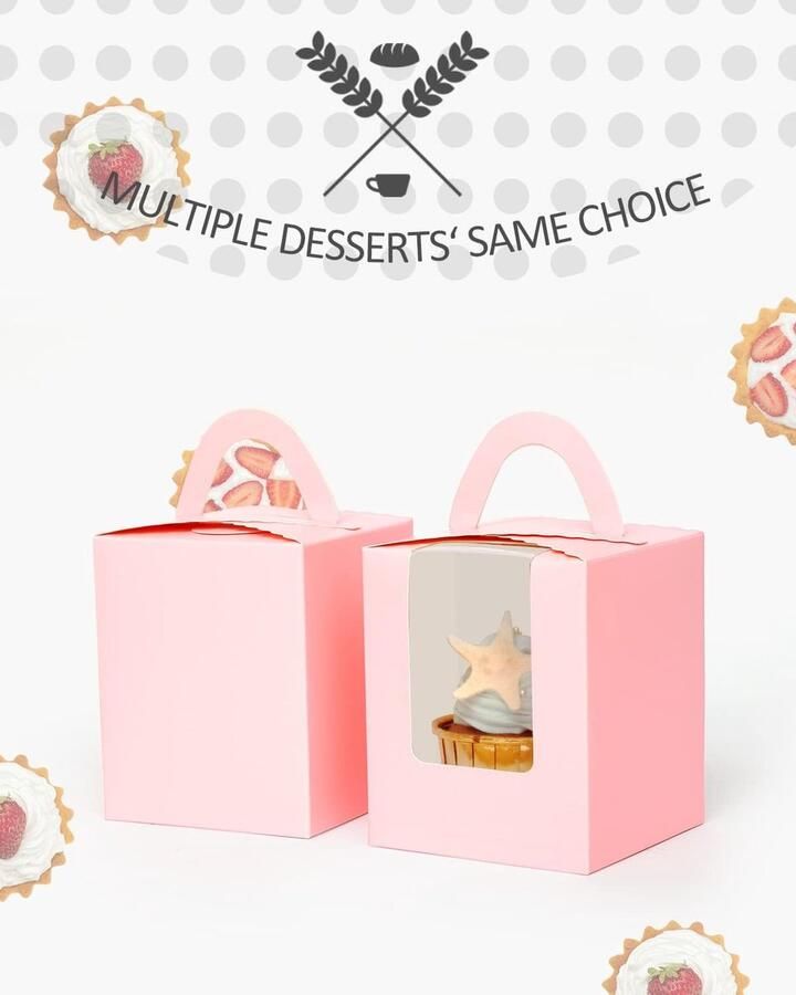 Roze cupcake-dozen enkele cupcake-houders wegwerp 25 stuks enkele cupcake-dozen met venster 9 3 x 9 3 x cupcake-houder (3 7x3 7x4 5 inch)