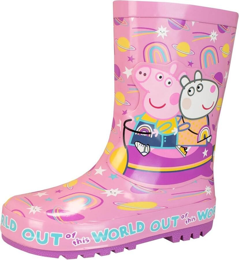 Roze Kinder Regenlaarzen met Peppa Big en Ruimteprint