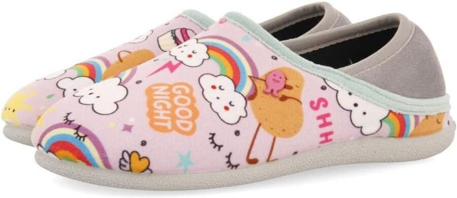 Roze meisjes sloffen gympjessprint recycled materiaal