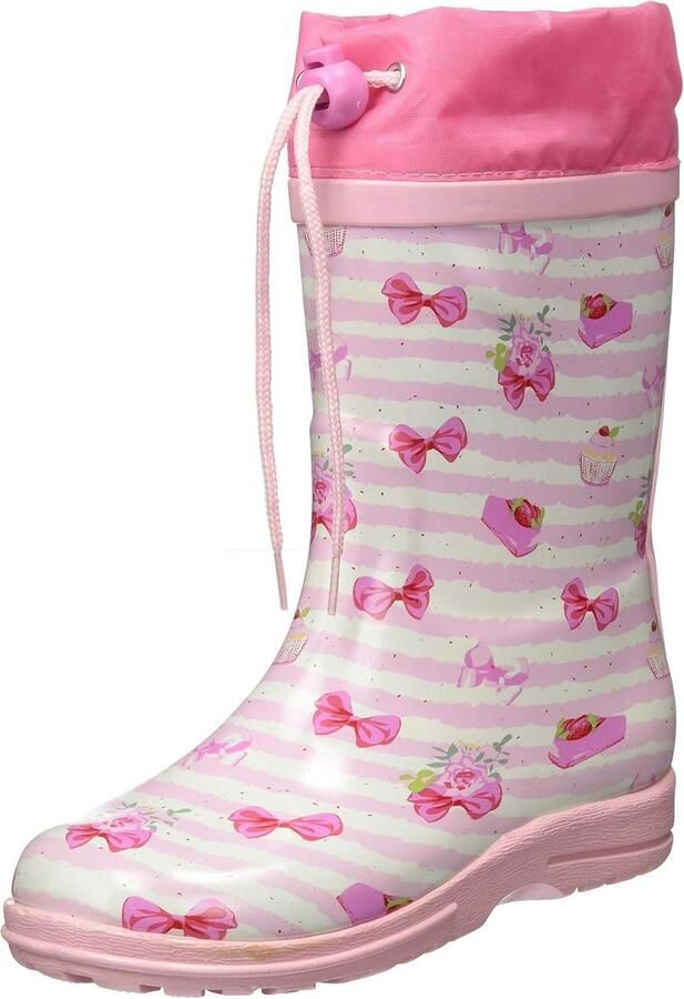 Roze Rubberlaarzen Meisjes met Cupcake Print en Strikjes