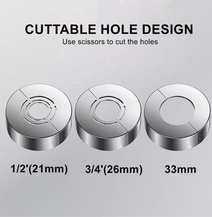 Rozetten 2 stuks 3 maten in 1 afdekrozet gedeeld voor Ø 21 mm 26 mm 33 mm buisafdekking schroefrozetten voor douchekranen (60x20)