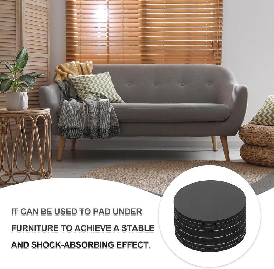 Rubberen antislipvoetjes 65 mm x 3 mm 10 stuks met plakband ronde rubberen voetjes krasbestendig voor massief houten vloeren elektronica bedden laden doe-het-zelf