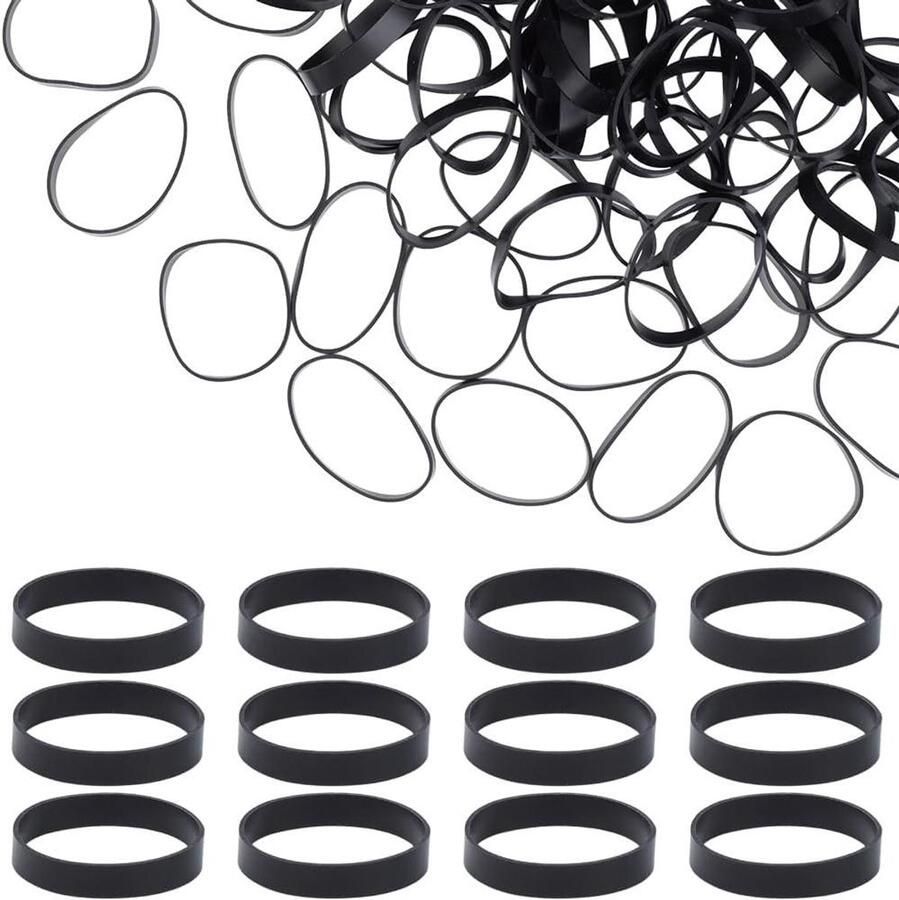 Rubberen kabelbinders Kabelbevestiging 100 stuks Zwart Elastisch Alternatieve portemonnee Geschikt voor kabels Kleur zwart 1 inch - Foto 2