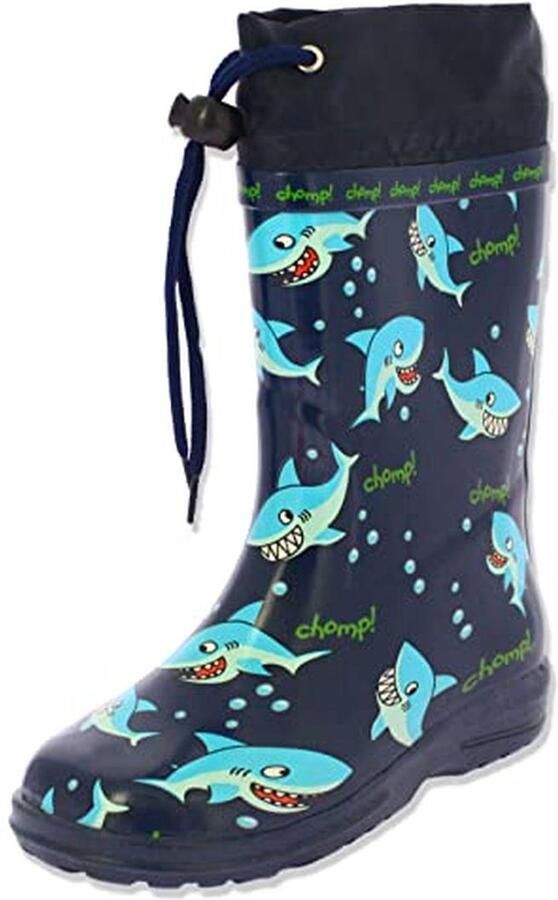 Rubberlaarzen voor jongens met haaienmotief Donkerblauw