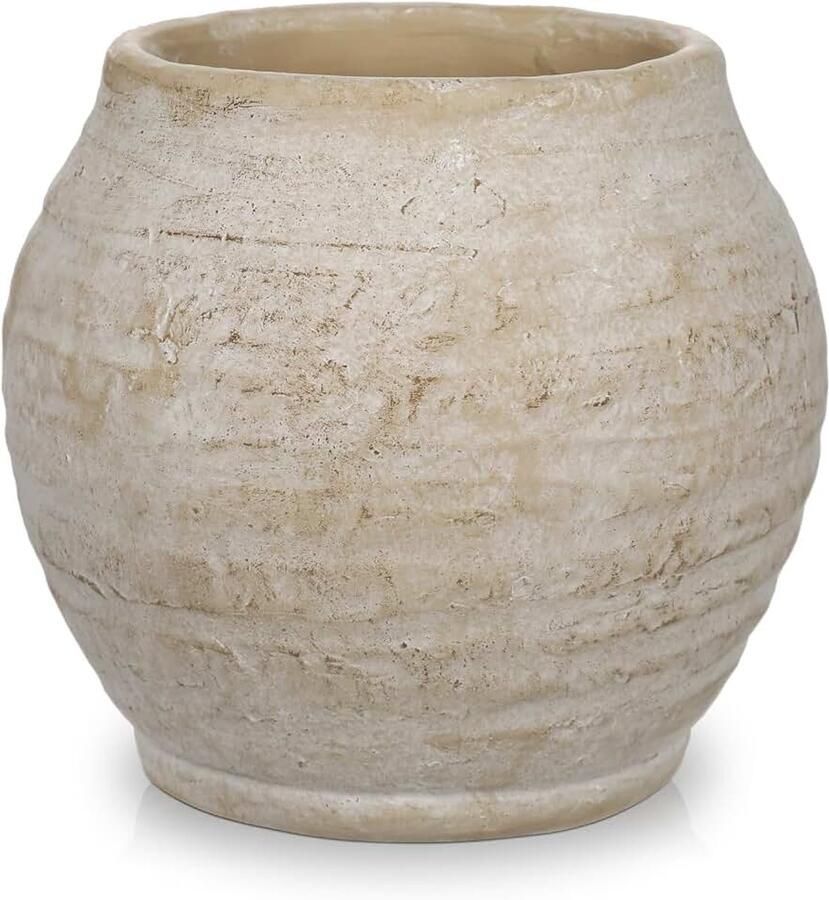 Rustieke Vaas 7.4 Decoratieve Keramische Bloem Vazen Vintage Boerderij Aardewerk Vazen Boho Beige Vaas voor Gedroogde Bloemen Pampas Gras Tafel Centrepiece Woonkamer Home Decor