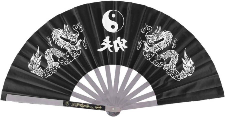 RVS Traditionele Chinese Kung Fu Dans- en Trainingswaaier in het Zwart Voor Tai Chi en Martial Arts Kunststof Handvat Wendbaar en Lichtgewicht Prachtige Perfor ce Waaier