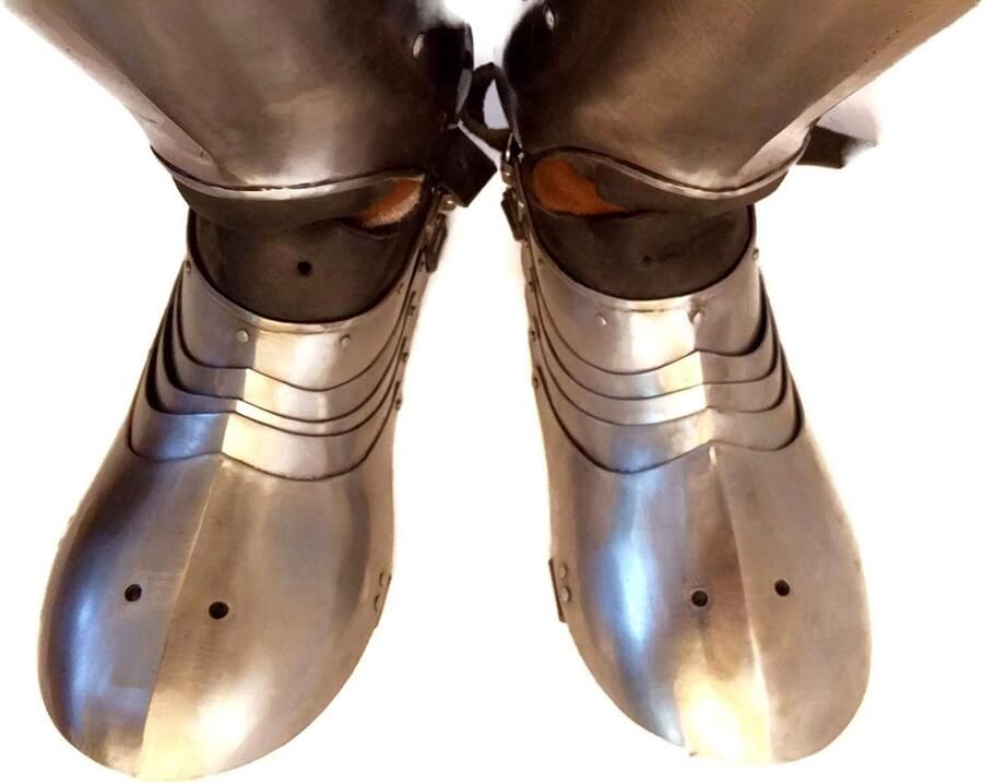 Sabatons Staal Armor Middeleeuwse Voetbescherming Gepantserde Gevechten Verstelbare Leren Band 18 Gauge Staal Zilver