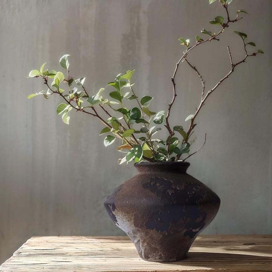 Sabi Keramische Vaas Rustieke Vintage Decoratieve Vaas voor Pampasgras en Droogbloemen Handgemaakt Aardewerkvaas voor Woonkamer en Tafel Voor pampasgras en gedroogde bloemen handgemaakte structuur voor woonkamer plank en tafel
