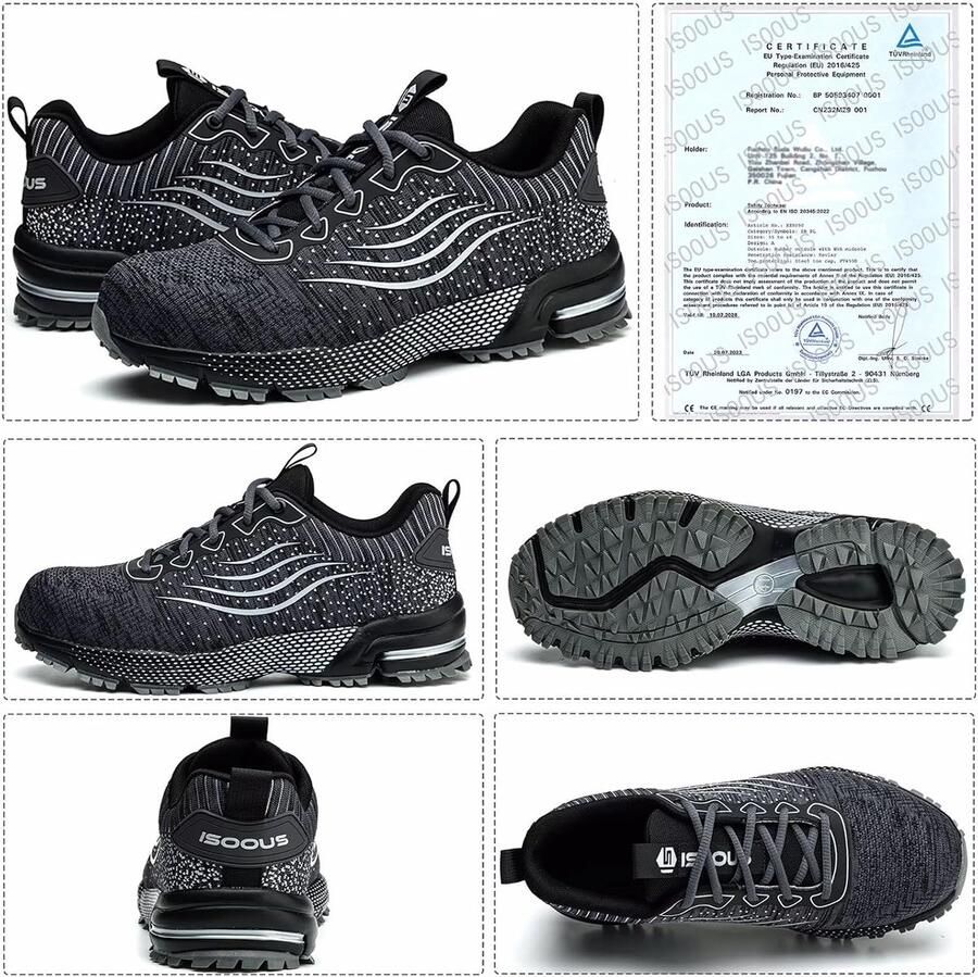 Safety Shoes Work Shoes with Steel Toe Cap Breathable Lightweight Slip Resistant Protective Shoes Sneaker ShopVlot