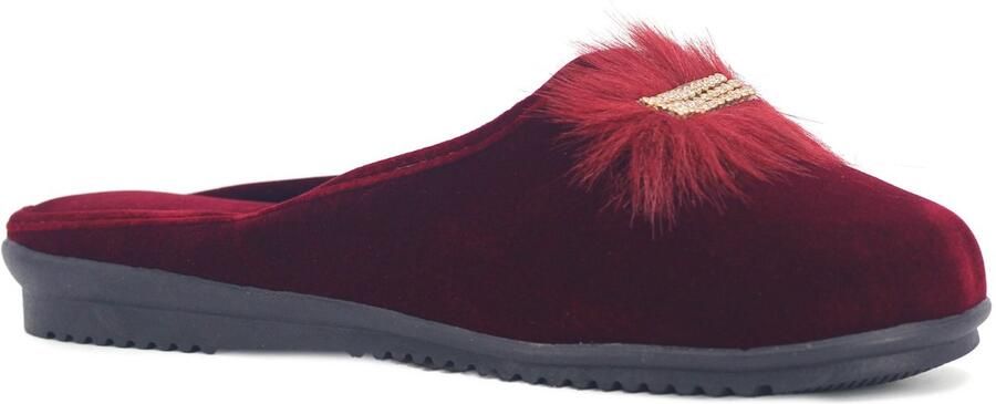 Sahra Dames Ballerinas Bordo Pompon Diamanten