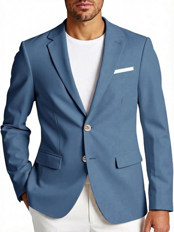 Sakko British Blazer voor heren lange mouwen slimfit effen business bruiloft vrije tijd kostuumjas