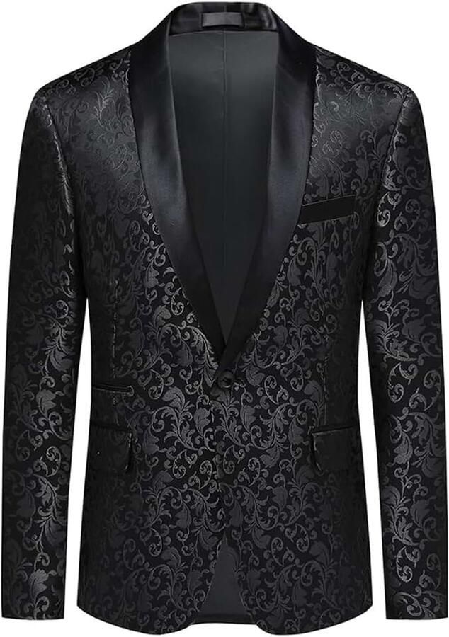 Sakko Herenjas slimfit jacquard kleurrijk colbert casual blazer glitter smokingjas kostuumjas voor bruiloft