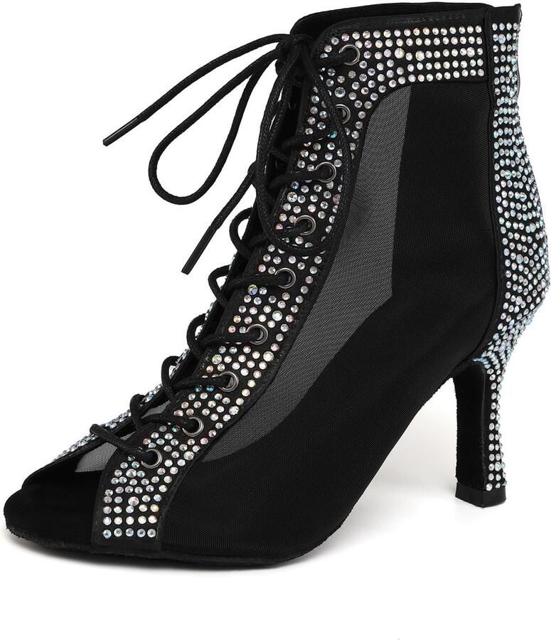 Salsa Dansschoenen Open Teen met Strass en Veters - Foto 1