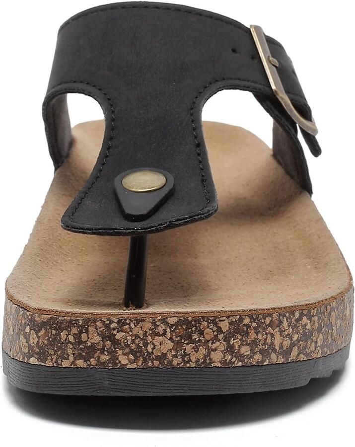 Flip Flops Unisex Volwassenen 41 EU Matte Zwart Kork Voetbed Comfortabele Sandalen voor Zomer ShopVlot