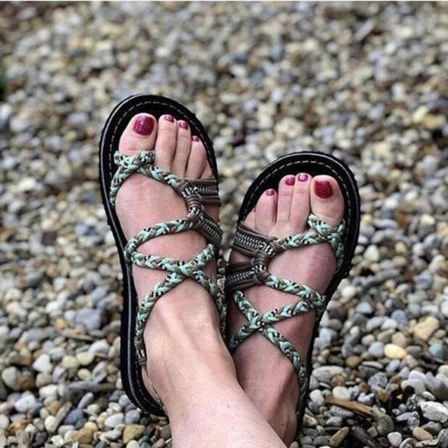 Sandalen Comfortabel Zomer Sandalen Casual Schoenen Open Enkelband Plus Size Gemengde Kleuren Dameschoenen