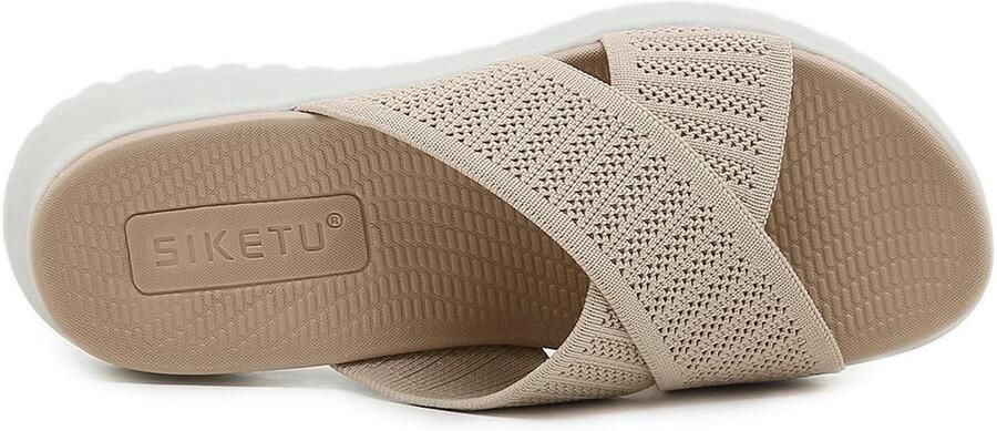 Sandalen dames 38 EU beige lichtgewicht comfortabele slippers voor de zomer ShopVlot