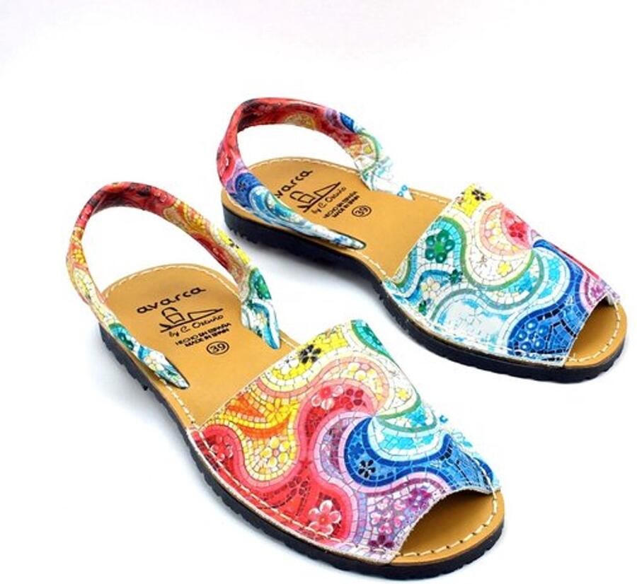 Sandalen Dames Plat Avarcas Handgemaakt Leer Antislip Rubberen Loopzool Comfortabel & Lichtgewicht Kleurrijk Zomerdesign Zomerschoenen