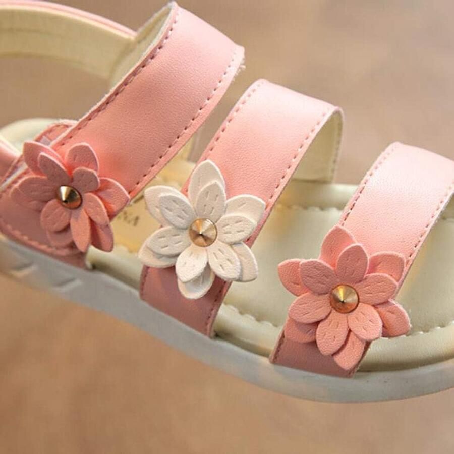 Sandalen Drie Bloemen Lederen Schoenen Sandalen voor Kleine Meisjes