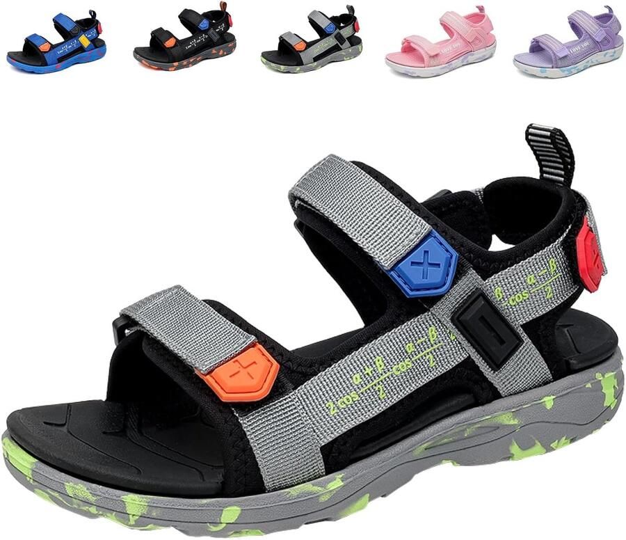 Sandalen Kinderen met Klittenband Open Teen Zomer Schoenen Grijs (CN 31)