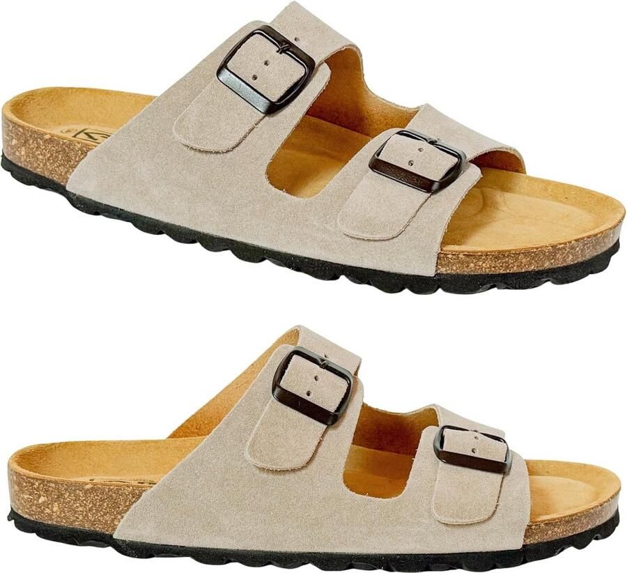 Sandalen Leer met Gespen Echt Leer & Kurk Verstelbaar Voetbed Unisex Zomer Schoenen