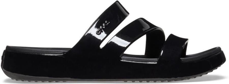 Sandalen met bandjes Zomerse slippers Casual dagelijks gebruik Verhoogd ontwerp Patent zwart