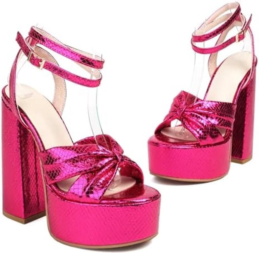 Sandalen met blokhak Rood Open teen - Foto 1