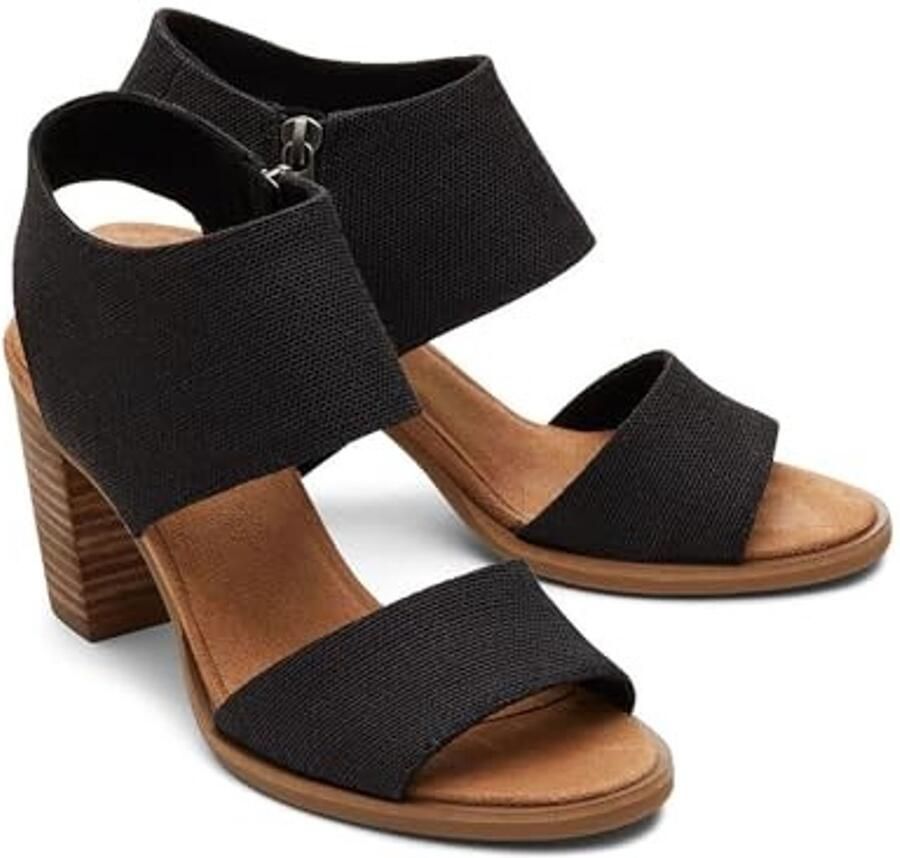 Sandalen met Hiel Open Teen Zwart Gemêleerd