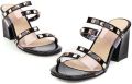 Sandalen met klinknagels en blokhak Zwart - Zwart