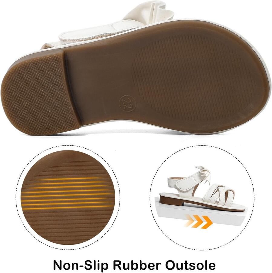 Sandalen met strik kinderen witte open teen sandalen peuters zomer prinses platte schoenen met haak en lus