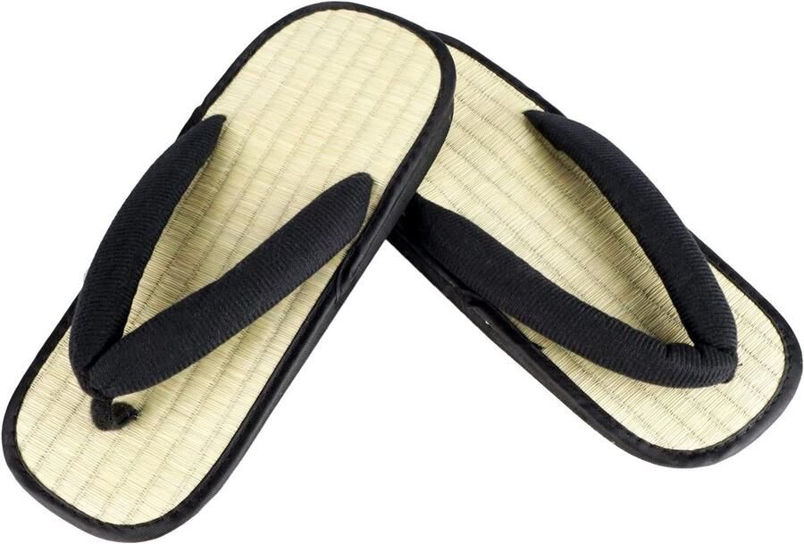 Sandalen rijststro Zori Japanse slippers Klassieke Zouri beige-zwart 43 44