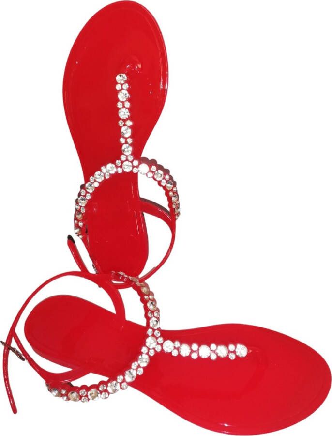 Merkloos Sans marque Teenslippers met strass en enkelbandjes