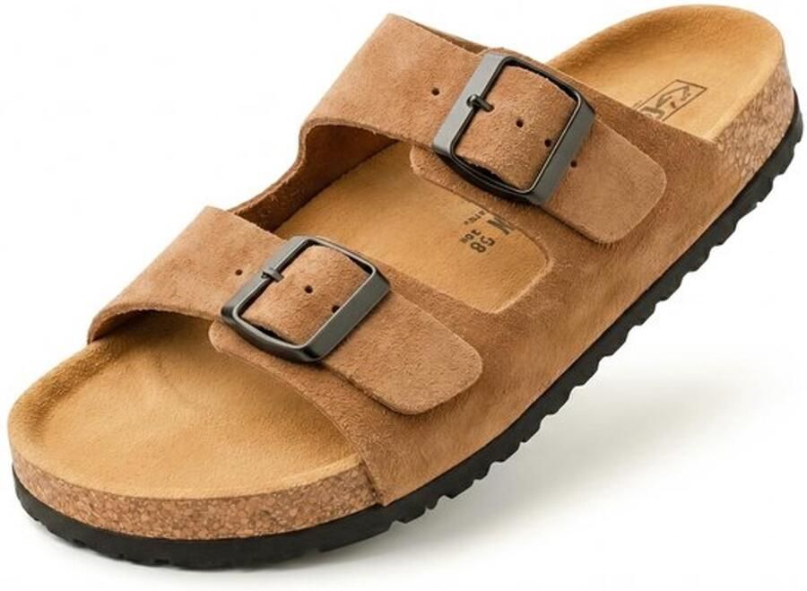 Sandalen Unisex Leren Sandalen Verstelbare Voetgespen Natuurlijke Kurk Lichtgewicht Handgemaakt in Spanje Klompen