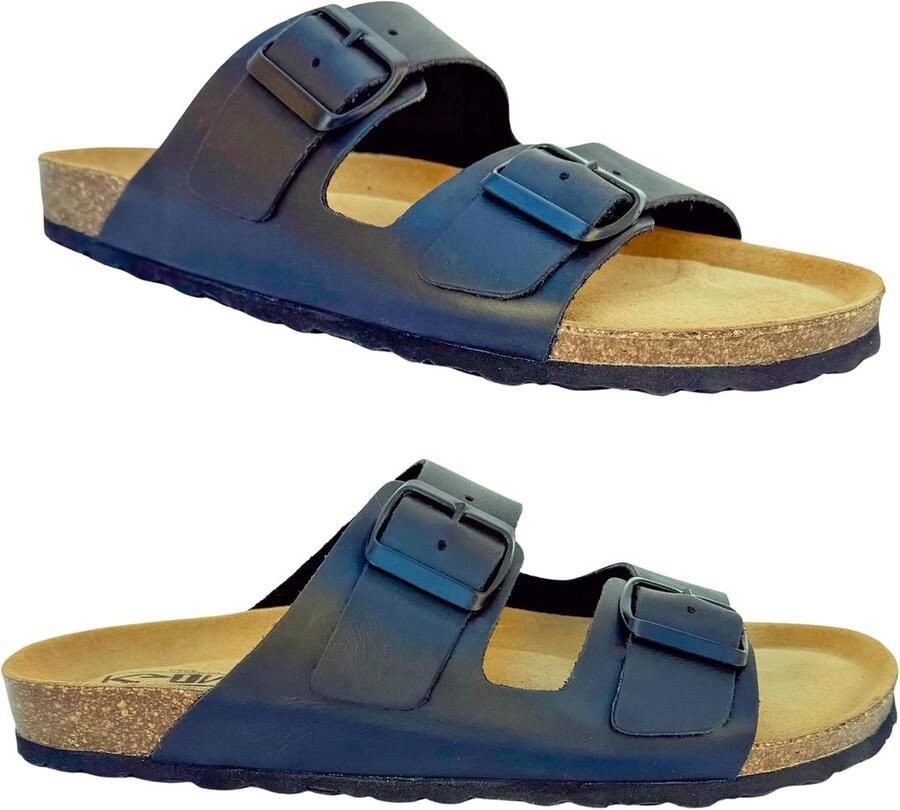 Sandalen van Echt Leer en Kurk met Verstelbare Gespen