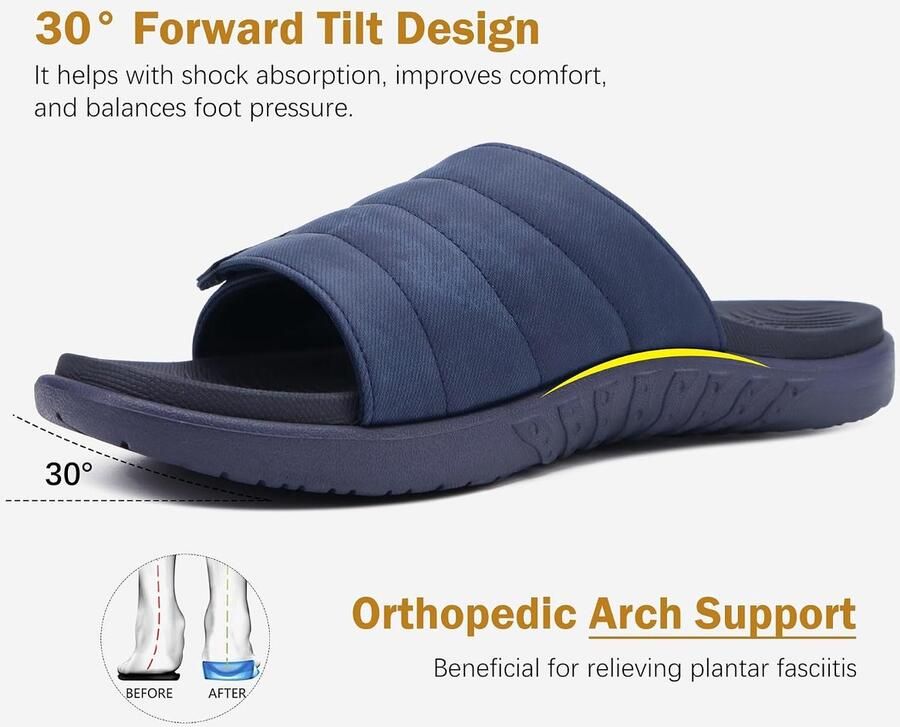 Sandalen Verstelbare Riem Orthose Plantar Fasciitis Open Toe Sport Slide Sandalen met Zachte en Comfortabele Boog Ondersteuning Voetbed