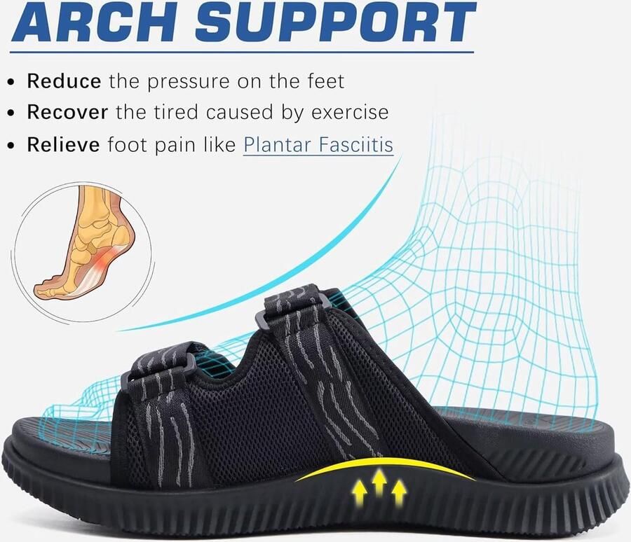 Sandalen voor heren met zacht voetbed orthopedische plantaire fasciitis outdoor wandelschoenen zomer licht open tenen verstelbare klittenbandsluiting