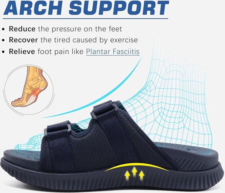 Sandalen voor heren met zacht voetbed orthopedische plantaire fasciitis outdoor wandelschoenen zomer licht open tenen verstelbare klittenbandsluiting