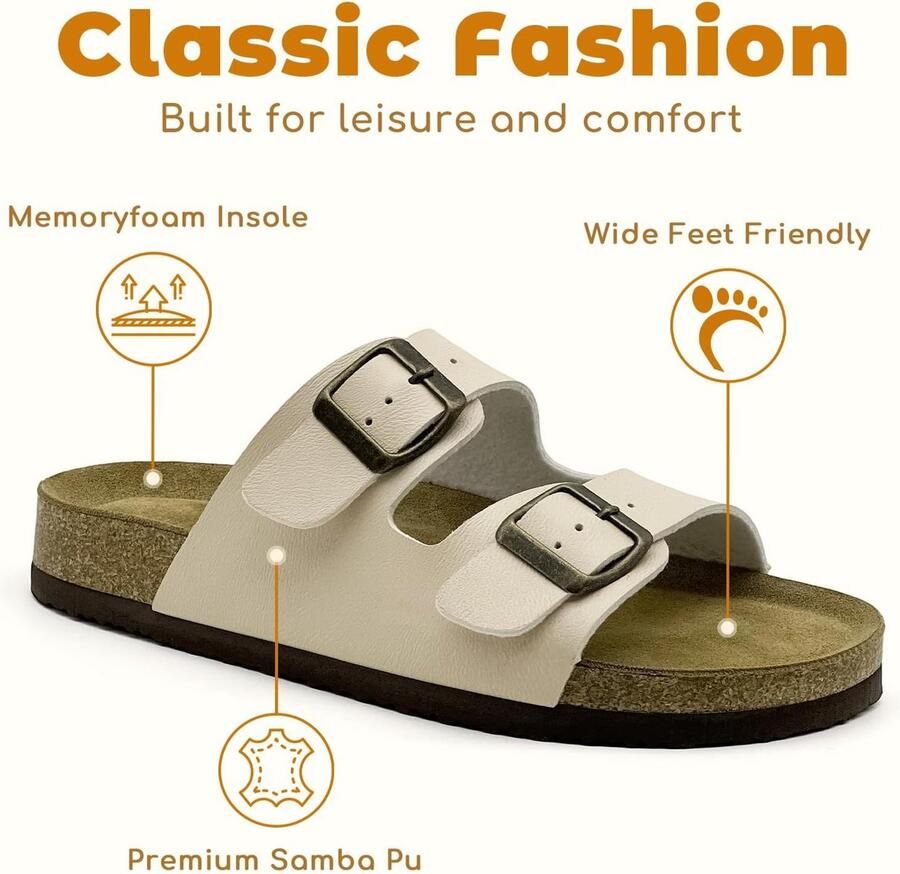 Sandalen voor en en kinderen met kurk verstelbare sandalen gesp antislip rubberen zool pantoffels voor binnen en buiten